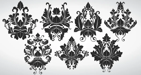 Elementos decorados de damasco de lujo — Archivo Imágenes Vectoriales