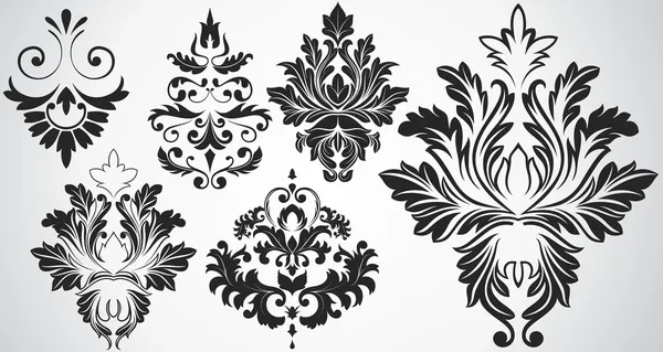 Abstract Artistic Decor Damask Elements — Stock Vector