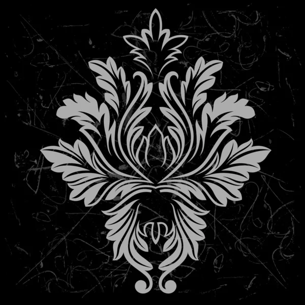 Gris damasco floral en Grunge fondo — Archivo Imágenes Vectoriales