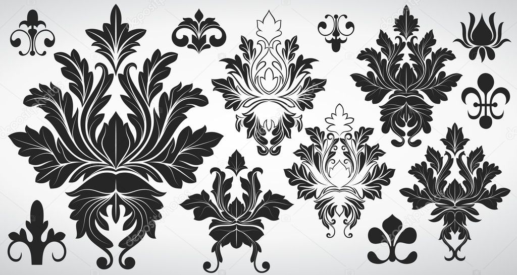 Collection Of Fancy Damask Elements