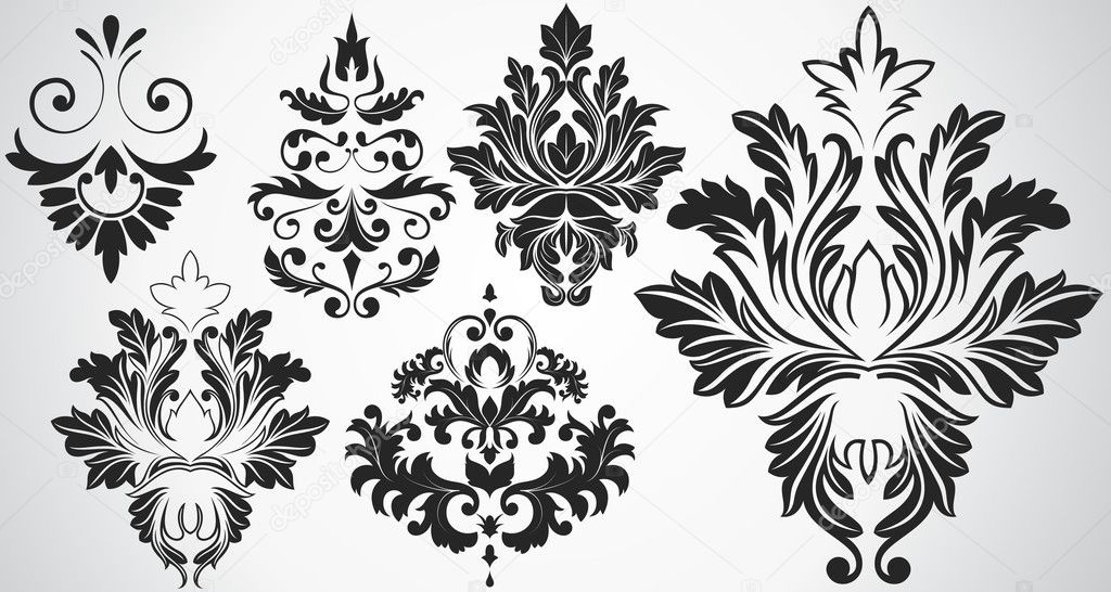 Abstract Artistic Decor Damask Elements