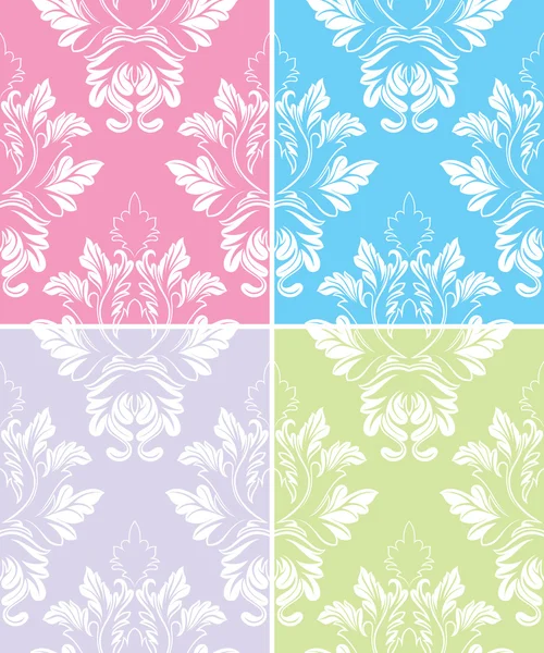 Beautiful Collection Of Decorative Damask Pattern — Stock Vector