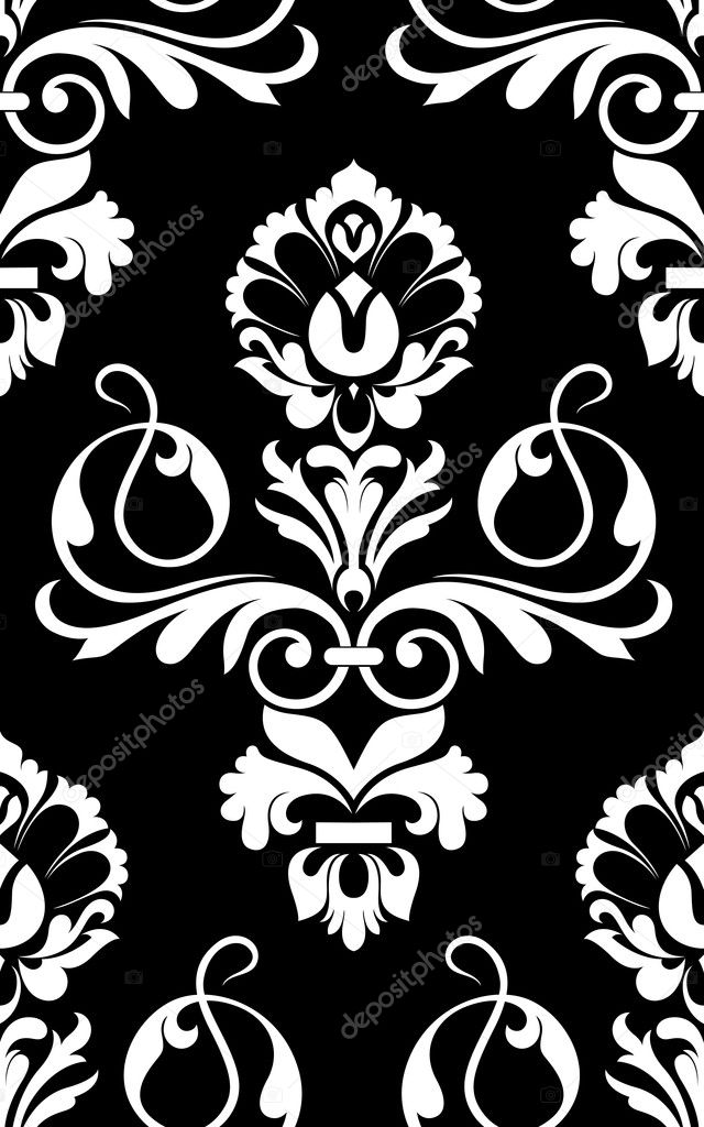 Black n White Royal Damask Element