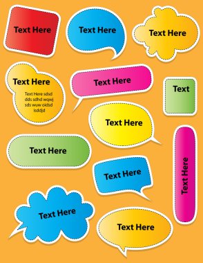 Colored Text Sticker Style Speech Bubbles clipart