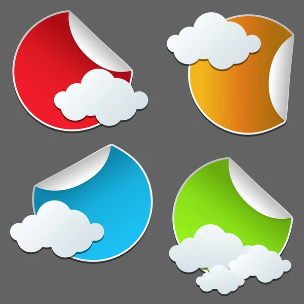 Papier sticker met wolken — Stockvector