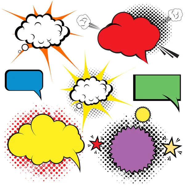 Colored Fluffy Clouds Expressions — Stock Vector