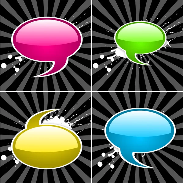 Bulles de parole colorées sur fond rétro — Image vectorielle