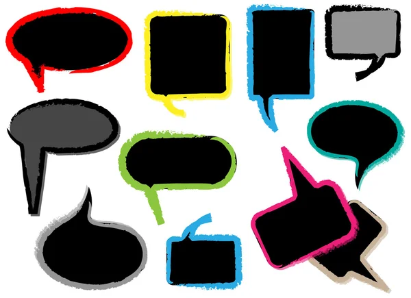 Bulles de parole de forme noire colorée — Image vectorielle