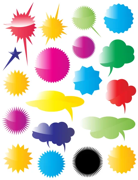 Illustrazione colorata di bolle di discorso n adesivi — Vettoriale Stock