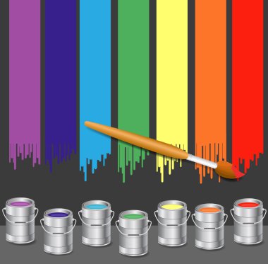 Paint Bucket and Color Stripes clipart