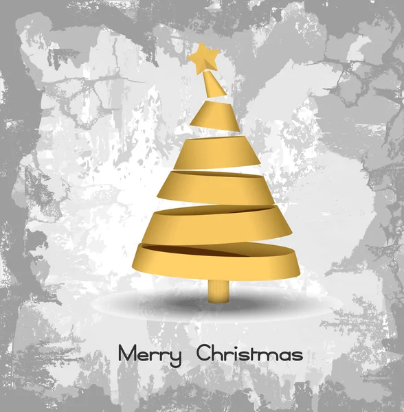 Árvore de Natal dourada sobre fundo de textura de papel — Vetor de Stock