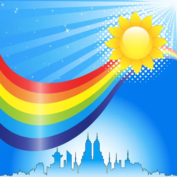 Färgglada rainbow soliga horisonter — Stock vektor