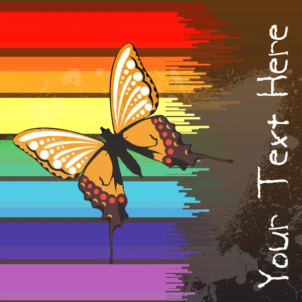 Motyl na kolorowe pasy — Wektor stockowy