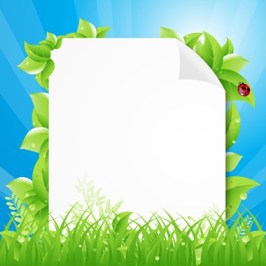 White Paper Banner On Green Grass clipart