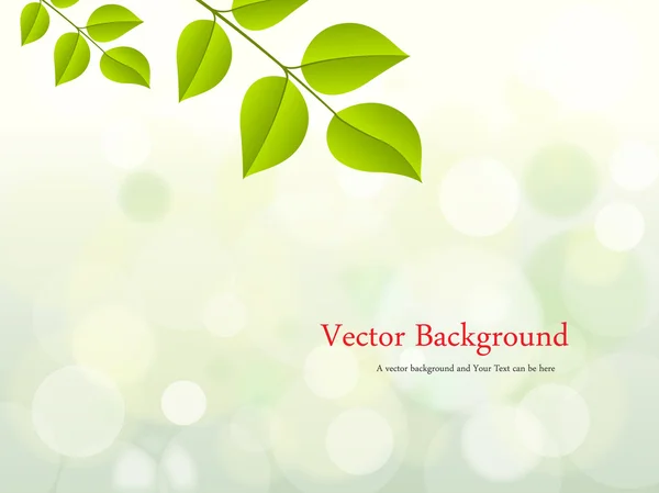 Zöld levelek ág Blur ragyog háttér — Stock Vector