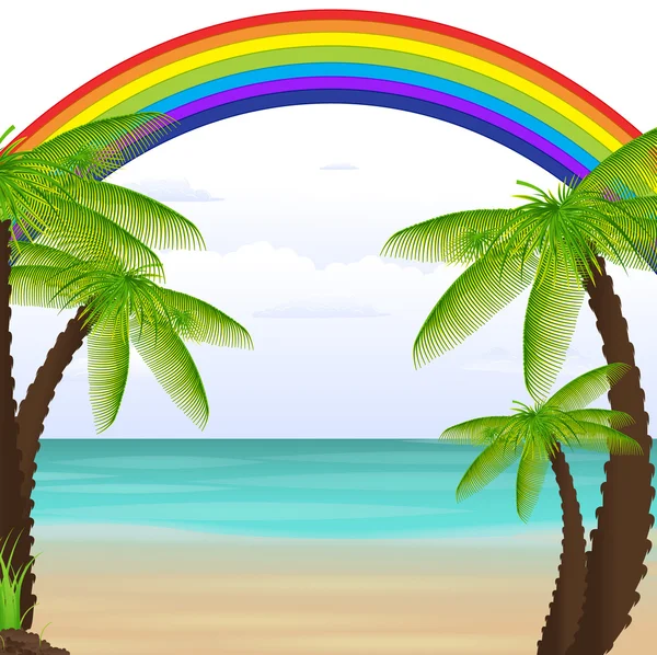 Palmeira exótica Rainbow Beach — Vetor de Stock