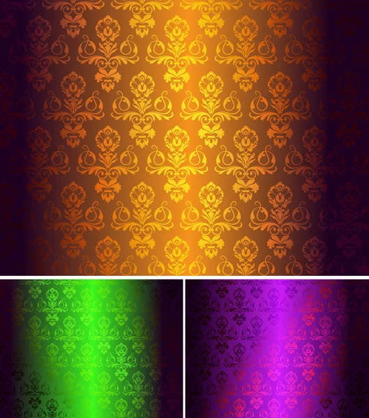 明るく優雅なダマスク織フローラ要素パターン — ストックベクタ