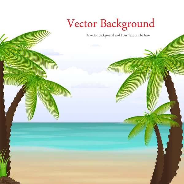 Palm Tree On Exotic Scenic Background — Stock Vector