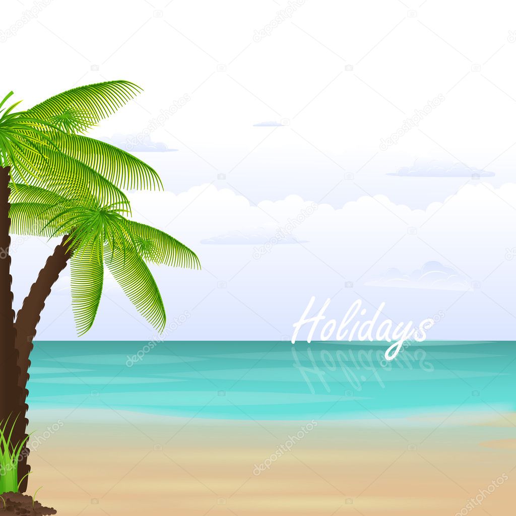 Palm Tree On Exotic Beach