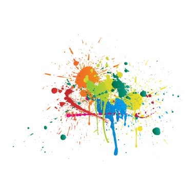 Color Paint Splashes On White Background clipart