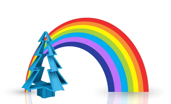 虹と 3 d のクリスマス ツリー — ストックベクタ