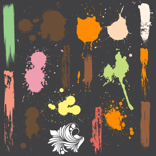 Vignette Color Brush Strokes Elementos — Archivo Imágenes Vectoriales