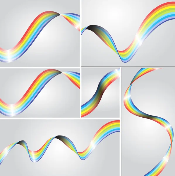 Swirly colección de rayas de arco iris — Vector de stock