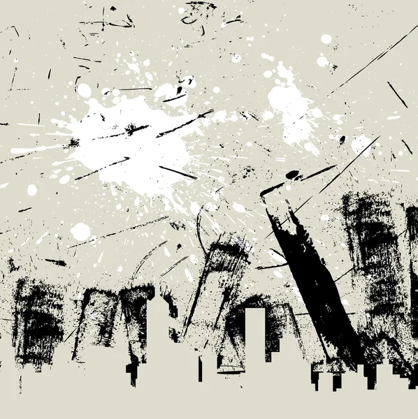 Grunge 天际线带区卷的插图背景 — 图库矢量图片
