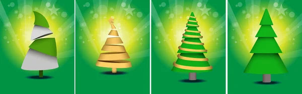 Hermosos árboles artísticos de Navidad — Vector de stock