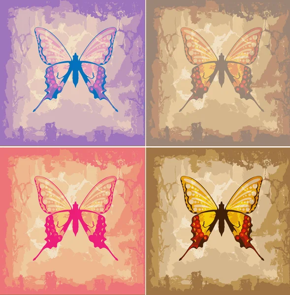 Butterflies on Paper Texture Background — Stock Vector