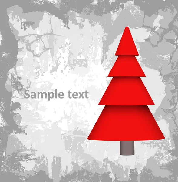孤立したテクスチャ デザインの背景に赤のクリスマス ツリー — ストックベクタ
