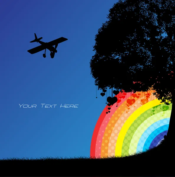 虹の背景にグライダー — ストックベクタ
