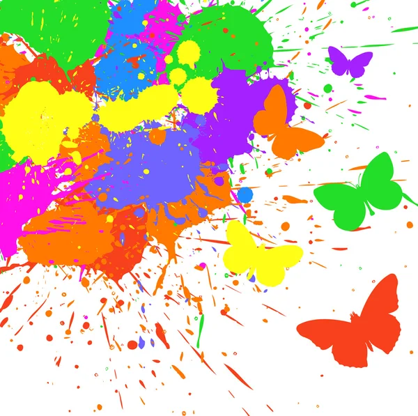 多彩溅上色彩艳丽的蝴蝶 — 图库矢量图片