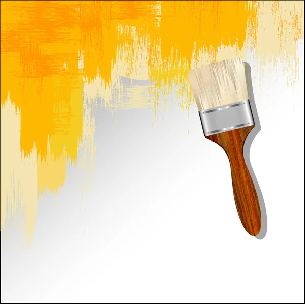 Painting Wall with Isolated Paintbrush — Stock Vector