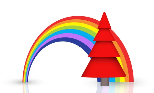 Árvore de Natal vermelha ilustrada — Vetor de Stock