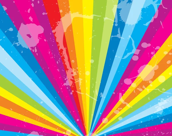 Éclaboussures sur fond de rayons colorés — Image vectorielle