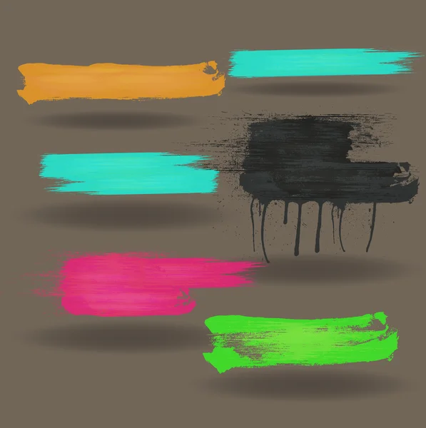 Kleurrijke penseelstreken met schaduw — Stockvector