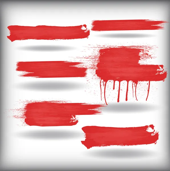 Red Color Brush Strokes — Stock Vector