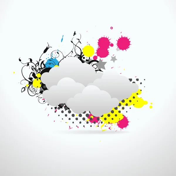 Clouds on Swirly Element Halftone Backdrop — Stock Photo, Image
