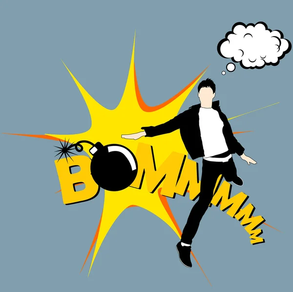 Explosion Jumping Boy Illustration — Stok fotoğraf