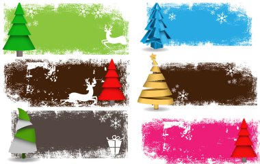 Set of Decorative Christmas Tree Background clipart