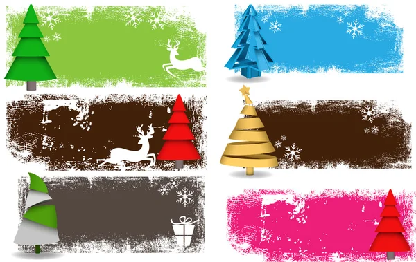 Sada dekorativní strom Vánoční pozadí — Stockový vektor