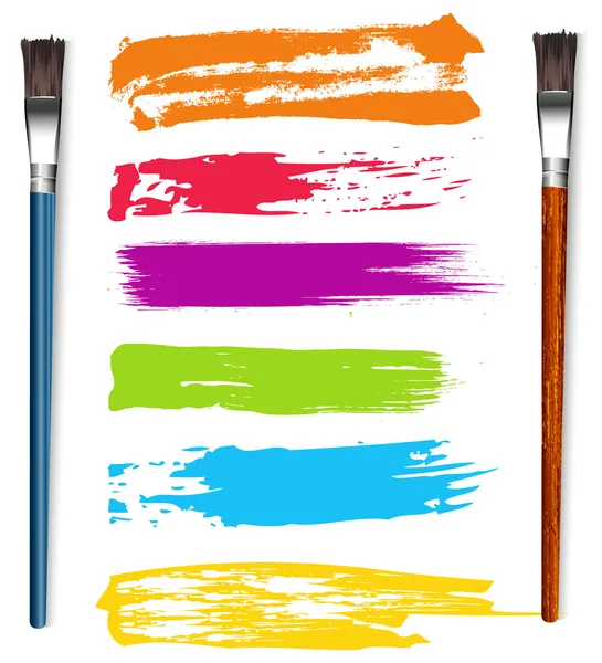 Traços de cor com pincéis de pintura — Vetor de Stock