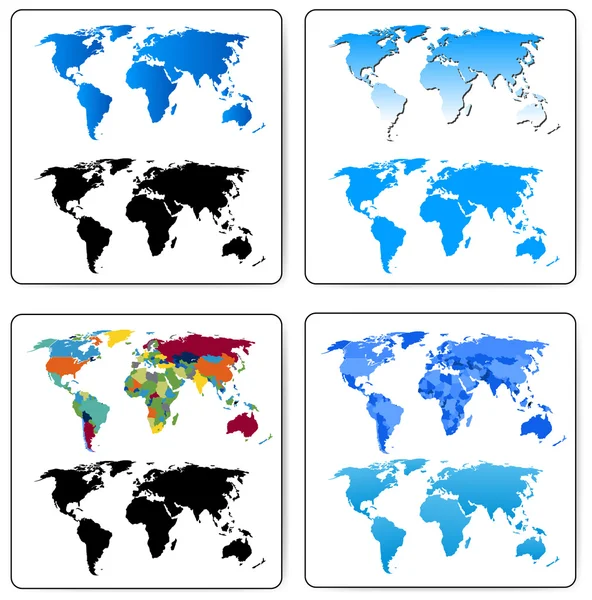 Conjunto de mapas mundiais decorativos — Vetor de Stock