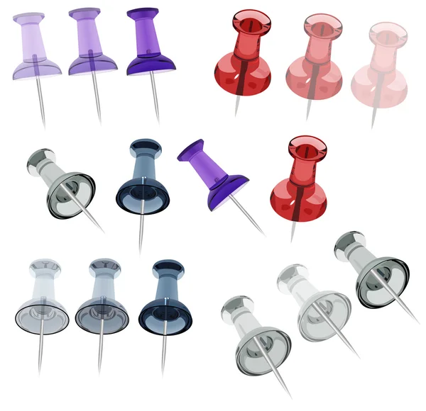Glassy Push Pins — Stockvector