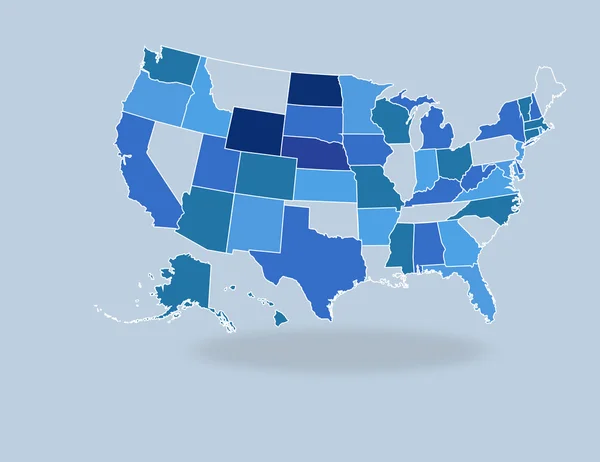 Mappa vettoriale di USA con Stati Divisi — Vettoriale Stock