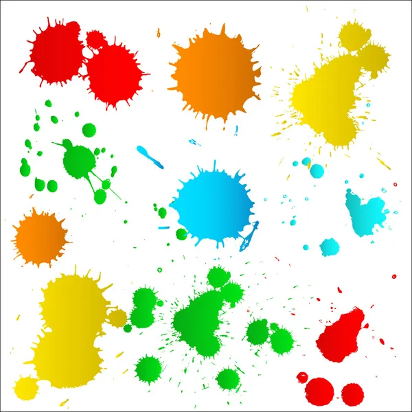 Colorido conjunto de gotas de pintura — Vector de stock