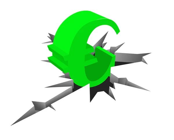 Symbole Euro 3D Vert — Image vectorielle