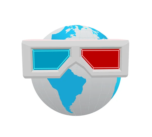 3D-s földgömb egy napszemüveget visel — Stock Vector