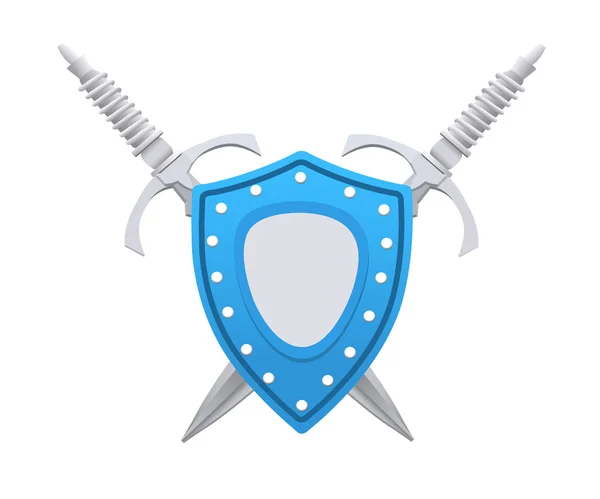 Escudo de estilo 3D con espadas — Vector de stock